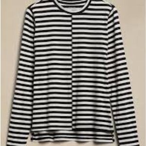 Banana Republic Black and White Fitted Long Sleeve T-Shirt